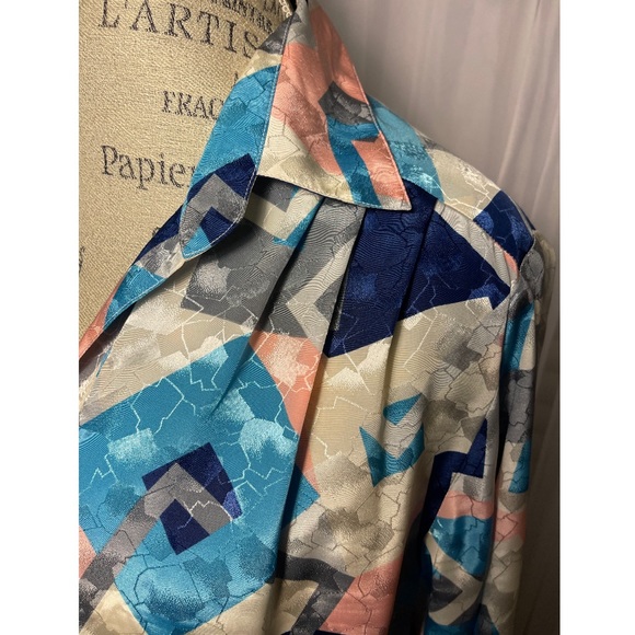 Vintage 80’s Silky Button Up Long Sleeve Blouse by Da-Rue of California 14/L - Picture 3 of 5